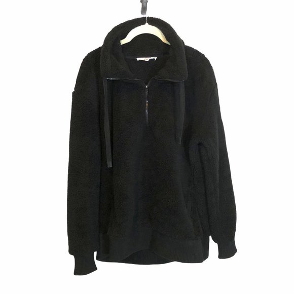 Teddy Sherpa WorkShop brand cozy Black half zip - Picture 1 of 13